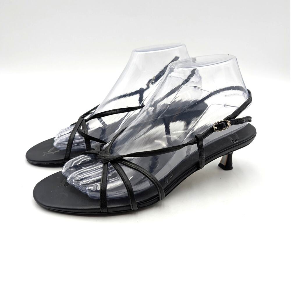 Sam Edelman Cressa Slingback Heel Sandal Women's Black Leather Size US8 EU38.5